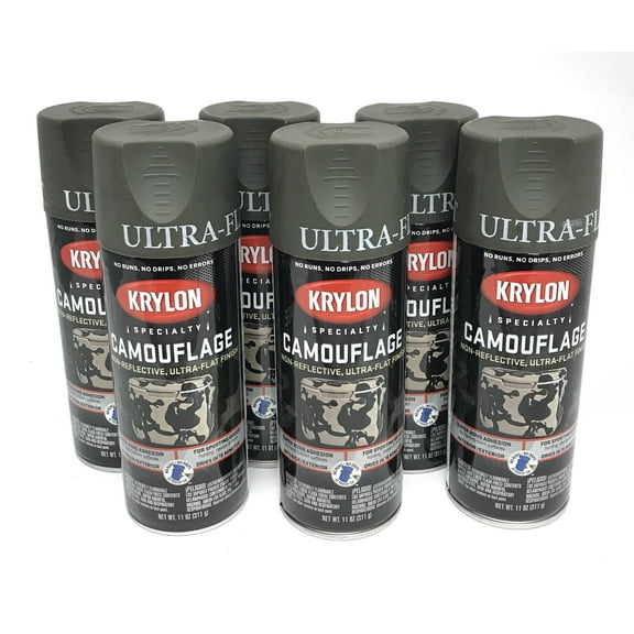 KRYLON 4293-6 PACK OLIVE Camouflage Non-Reflective Ultra-Flat Finish Spray Paint- 11 oz Aerosol