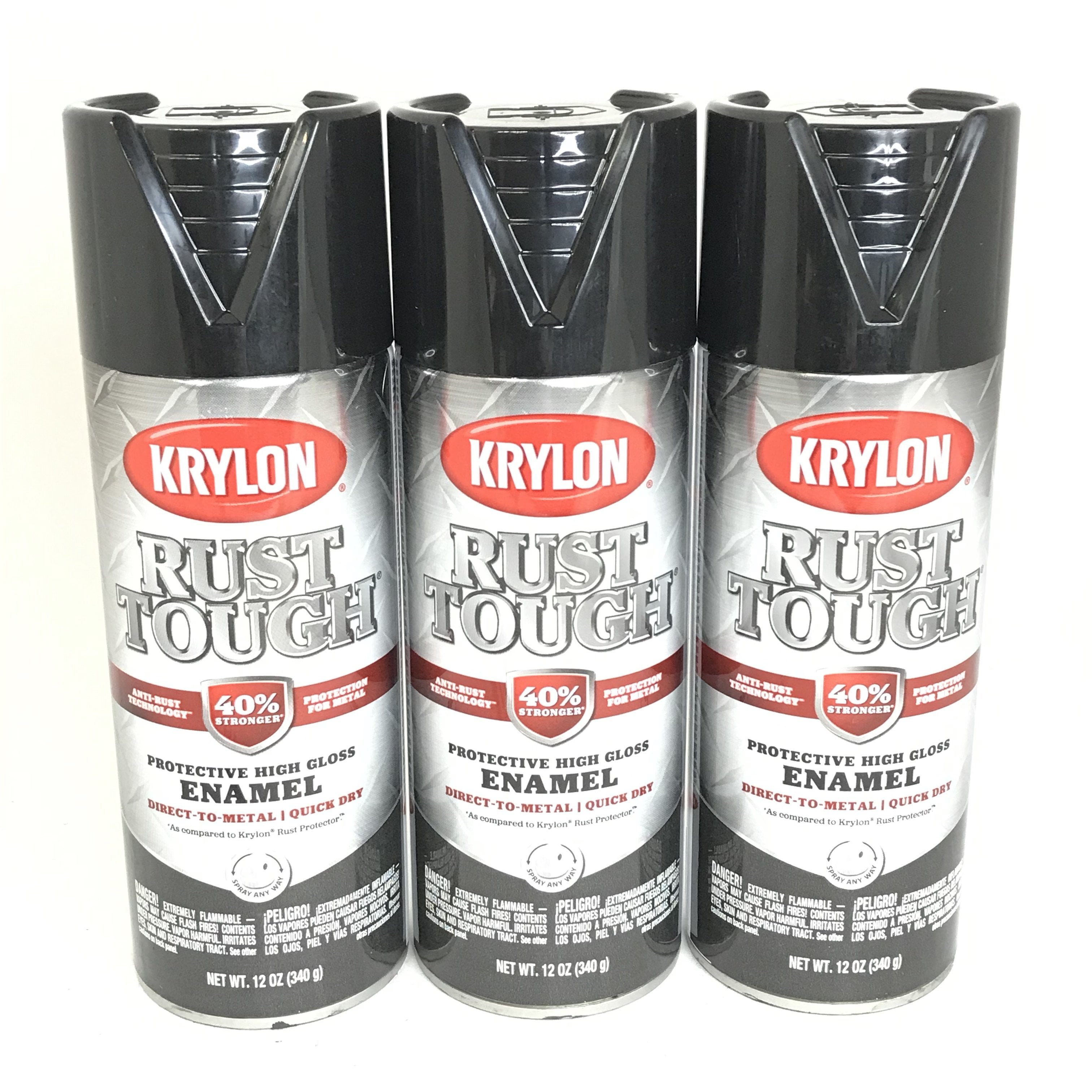 KRYLON RTA92023 PACK GLOSS BLACK Rust Tough Protective Enamel Quick