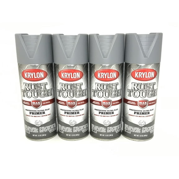 KRYLON RTA9205-4 PACK Rust Tough GRAY Primer - Max Protection - Quick Dry - 12 oz
