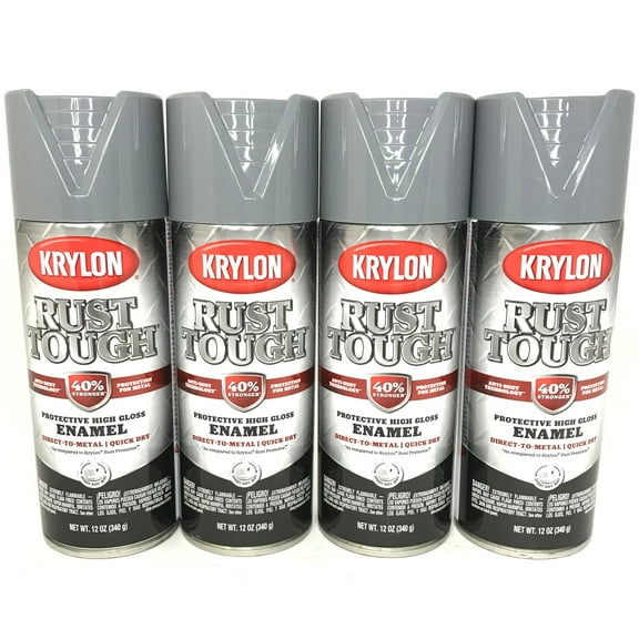 KRYLON RTA9206 Rust Tough GLOSS Battleship Gray Primer - Max Protection - Quick Dry - 4 PACK