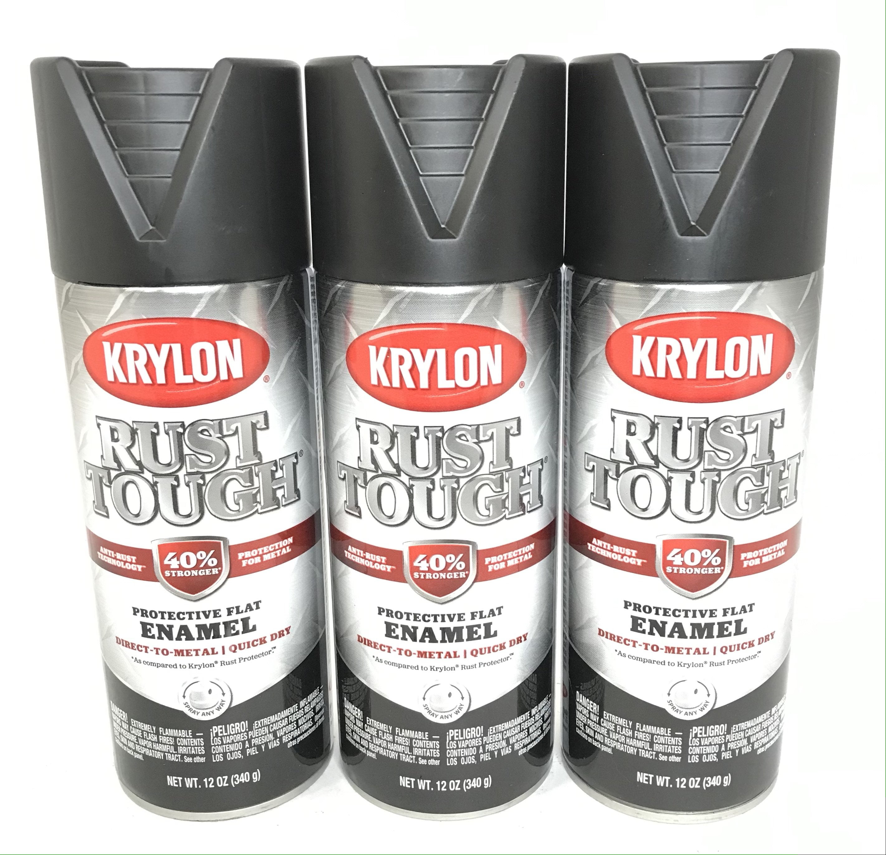 KRYLON RTA92183 PACK FLAT BLACK Rust Tough Protective Enamel Quick