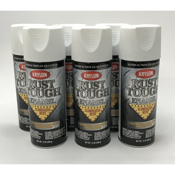 KRYLON RTA9219-6 PACK FLAT WHITE Rust Tough Protective Enamel - Quick Dry - 40% Stronger - 12 oz Aerosol