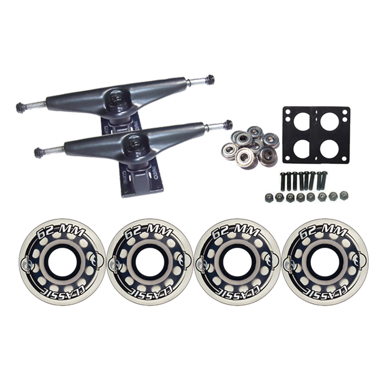 KRYPTONICS CLASSIC Truck Wheel Pack 62mm CLEAR Core 6.0 Black