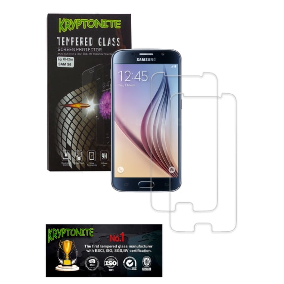 KRYPTONITE Samsung Galaxy S6 Tempered Glass Screen Protector (2 Pack) - 2.5D Round Edge, 9H Hardness