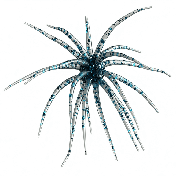 KRYVN Sea Urchin Soft Lure 10-Pack – Slow Sinking Creature Bait with Reflective Stars, Drop Shot/Wacky/Neko Rig for Bass & Trout Fishing