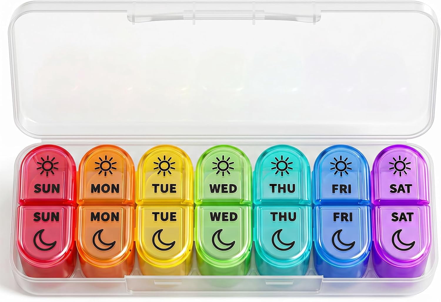KRYVN Weekly AM PM Pill Organizer 2 Times a Day, 7 Day Pill Box with 14 ...