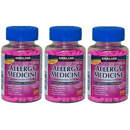 KS Allergy Medicine Diphenhydramine HCI 25 Mg 600 Tablets (Pack of 3)