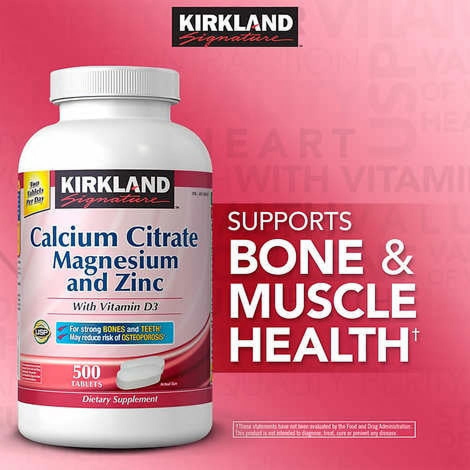 Kirkland Signature Calcium Citrate Magnesium and Zinc - 500 Tablets 