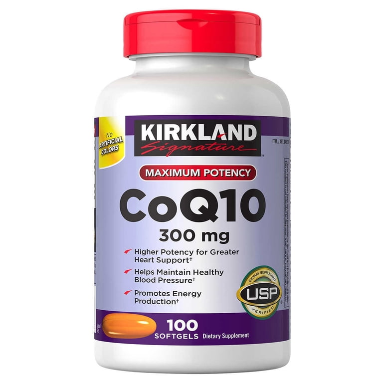 Kirkland Signature, CoQ10 Supplement, 300 mg, 100 Softgels - Walmart.com