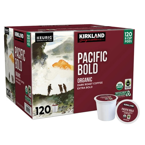 KS Coffee Organic Pacific Bold Recyclable K-Cup Pod, 120-count