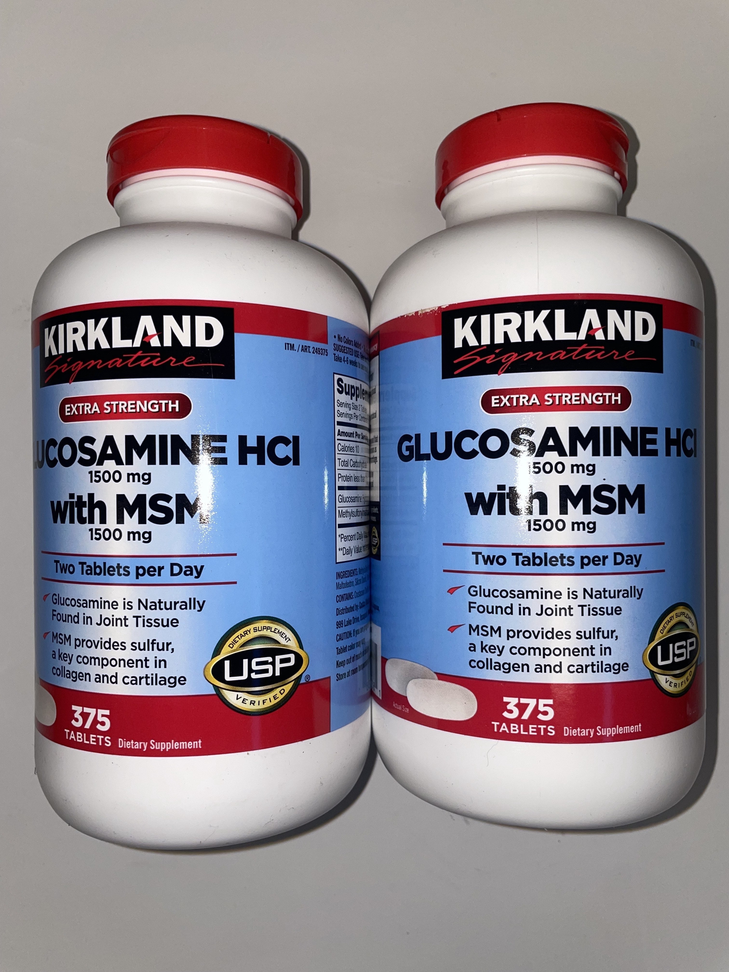 Kirkland Signature Glucosamine HCI with MSM 375 Tablets - 2 Pack
