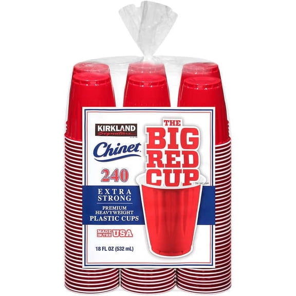 KS Heavy-Duty Red Cup Chinet 18 oz Plastic Cup, Red, 240-count