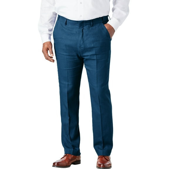 Men's Big & Tall Linen Blend Plain Front Dress Pants