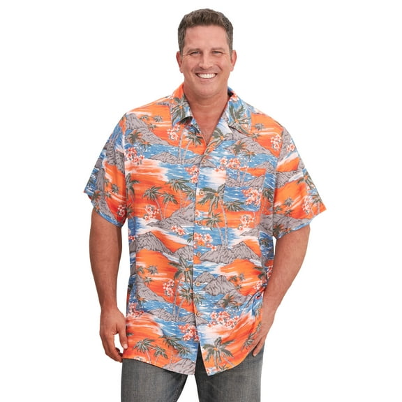 Men's Big & Tall Tropical Rayon Short-Sleeve Shirt
