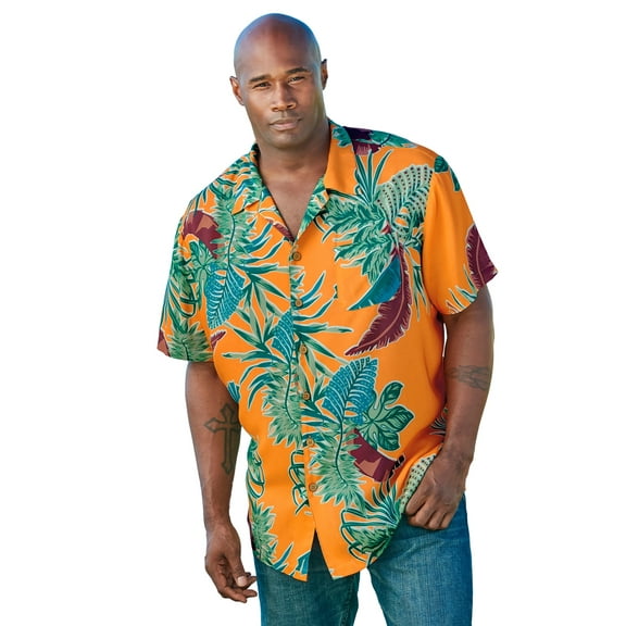Men's Big & Tall Tropical Rayon Short-Sleeve Shirt
