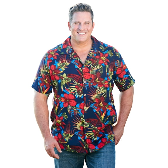 Men's Big & Tall Tropical Rayon Short-Sleeve Shirt