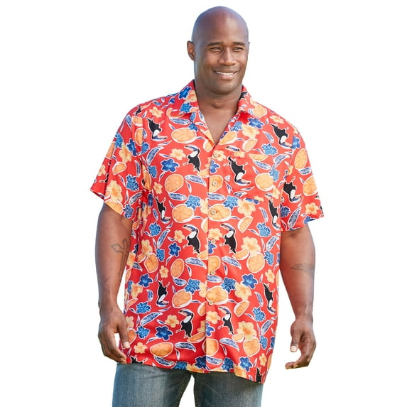 Men's Big & Tall Tropical Rayon Short-Sleeve Shirt