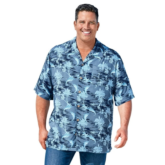 Men's Big & Tall Tropical Rayon Short-Sleeve Shirt