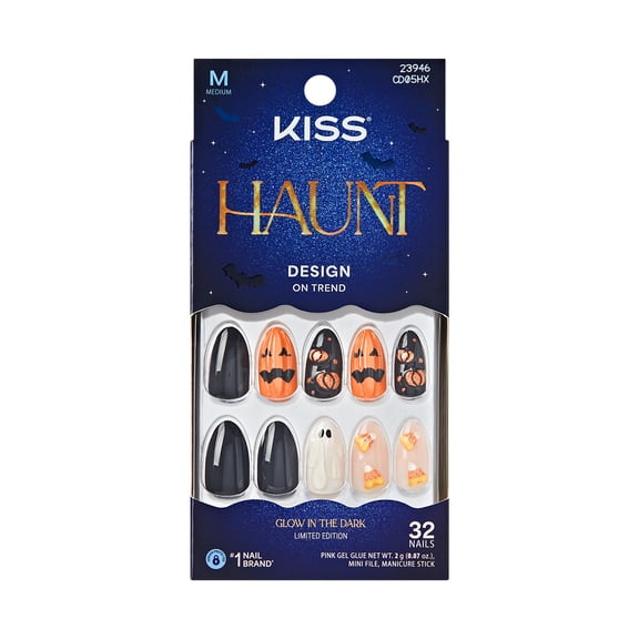 Kiss Core Halloween Press On Nails Almond, ‘Witching Hour’, Multicolor, Medium, 32 Count