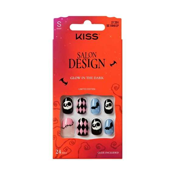 KISS Salon Design Halloween Press On Nails, Nightmare Parade, Short Oval, 24 Count