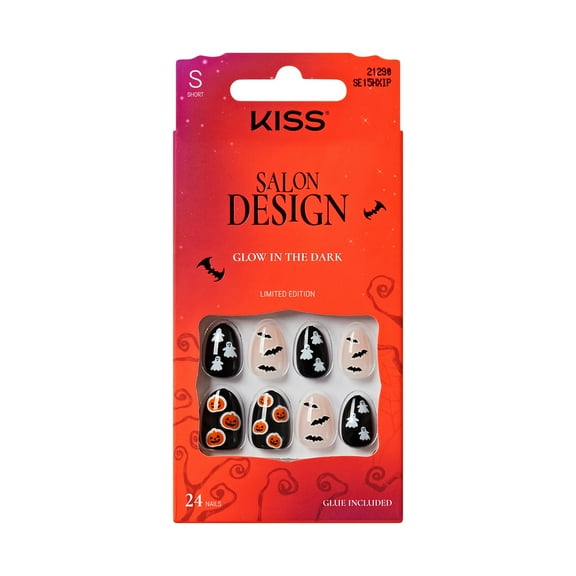 KISS Salon Design Halloween Press On Nails Almond, Thriller Tonight, Short, 24 Count