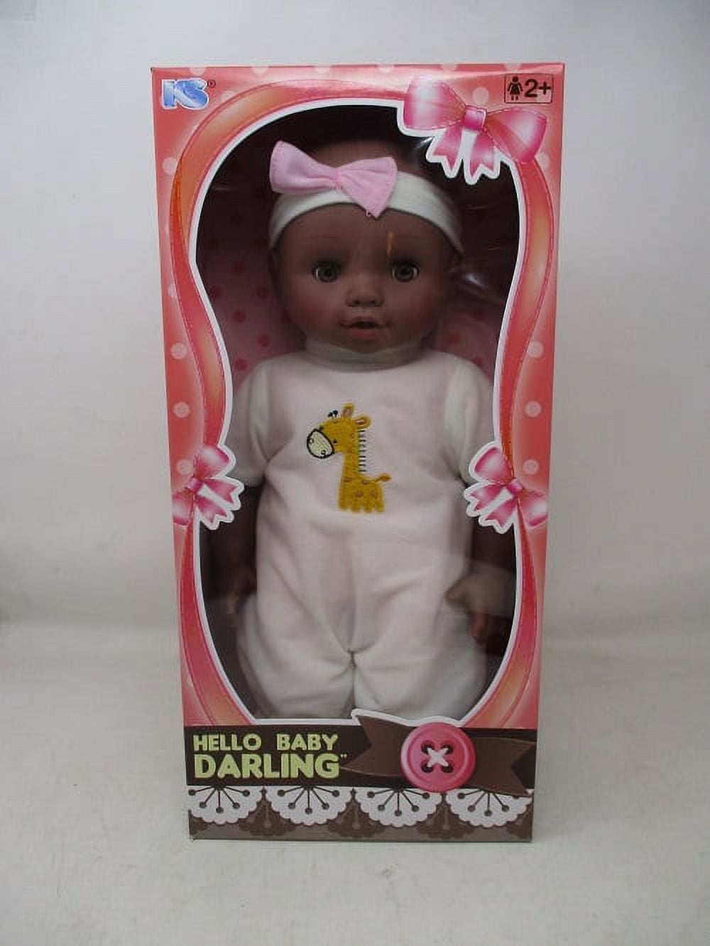 KS Toys Hello Baby Darling Baby Doll, African American Pink Giraffe