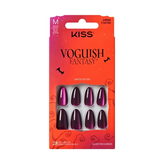 KISS Voguish Fantasy Halloween Press On Nails, Devilish Disco, Medium Oval, 28 Count
