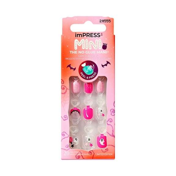 KISS imPRESS Mini Halloween Press On Nails for Kids, Fear Nobody, 20 Fake Nails