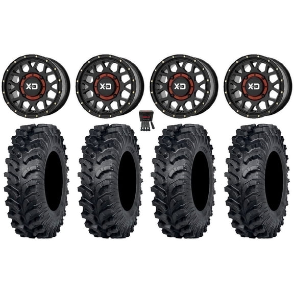 KS135 Grenade 14" Wheels Black 28" MT911 Tires Kawasaki Teryx Mule
