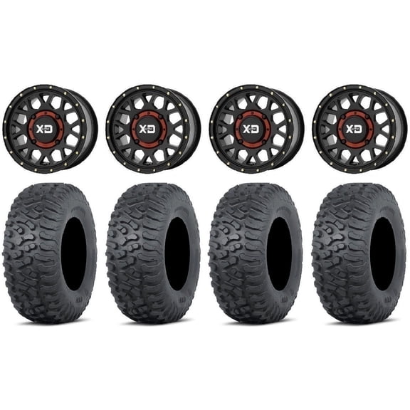 KS135 Grenade 14" Wheels Black 32" Terra Hook Tires Kawasaki Teryx Mule