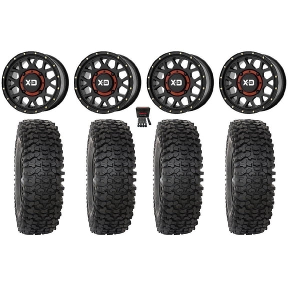 KS135 Grenade 15" Wheels Black 33" RC500S Sticky Tires Sportsman RZR Ranger