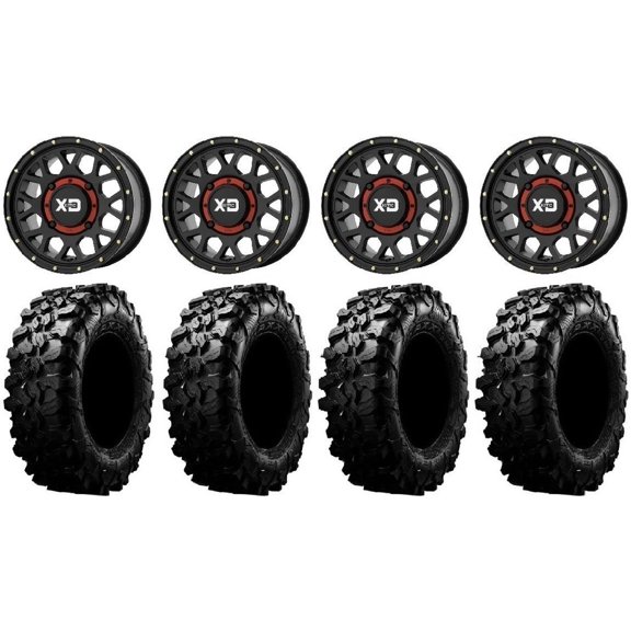 KS135 Grenade Black 15" Wheels 31" Carnivore Tires Can-Am Maverick X3 / Honda Pioneer 1000 / Talon