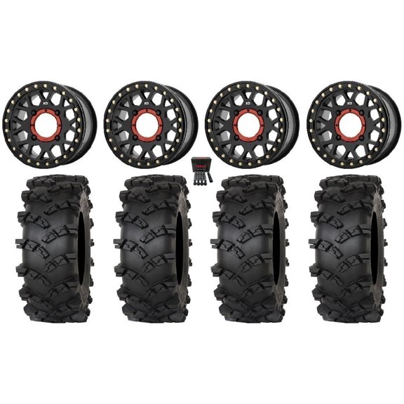 KS235 Grenade 15" Wheels Black 33" Outlaw M/T Tires Kawasaki Teryx Mule