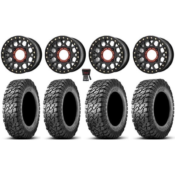 KS235 Grenade Beadlock 14" Wheels Black 27" Predator Tires Can-Am Commander Maverick Renegade Outlander Defender
