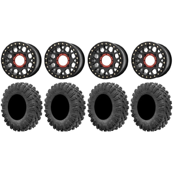 KS235 Grenade Black 15" Wheels 30" MotoRavage Tires Sportsman RZR Ranger