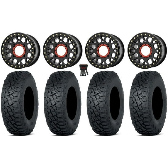 KS235 Grenade Black 15" Wheels 33" Tenacity XNR Tires Kawasaki Teryx Mule