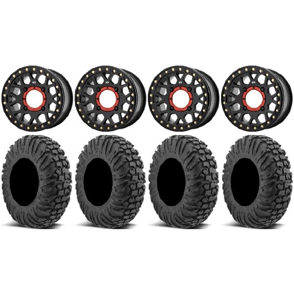 KS235 Grenade Black 15" Wheels 34" MotoVator Tires Sportsman RZR Ranger