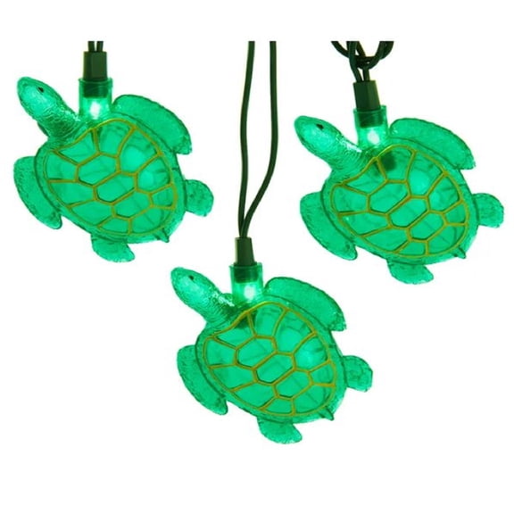 KSA 10-Count Green Sea Turtle Christmas Lights, 12ft Green Wire