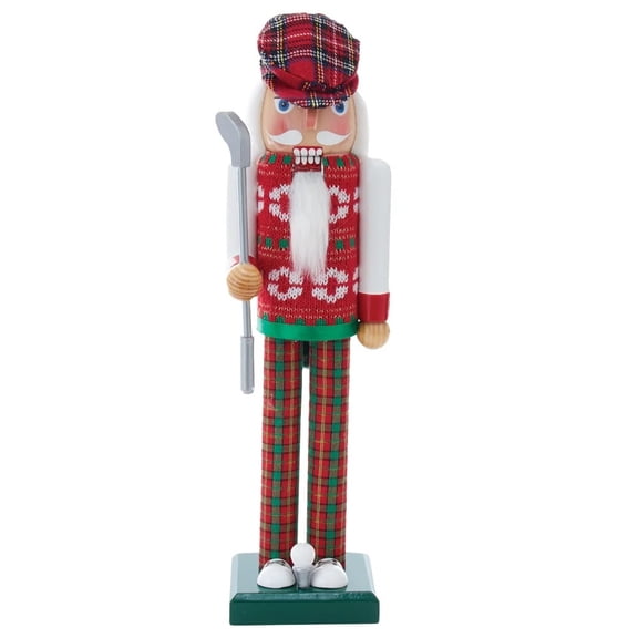 KSA 17" Red and Green Golfer Christmas Nutcracker