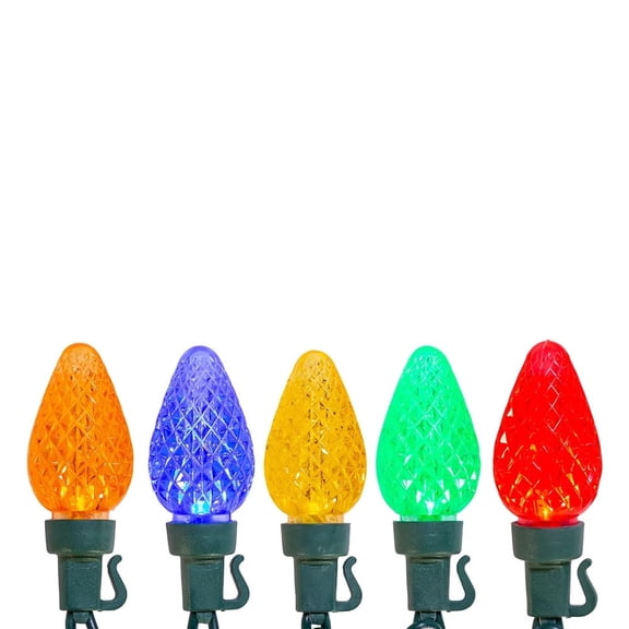 KSA 25-Count Multi-Color LED C7 Mini Christmas Lights, 10.75 ft Green Wire