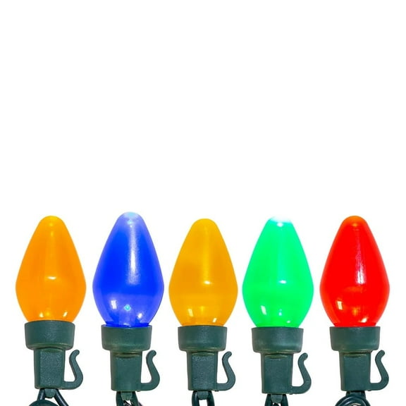 KSA 25-Count Multi-Color LED C7 Mini Christmas Lights, 10.75 ft Green Wire