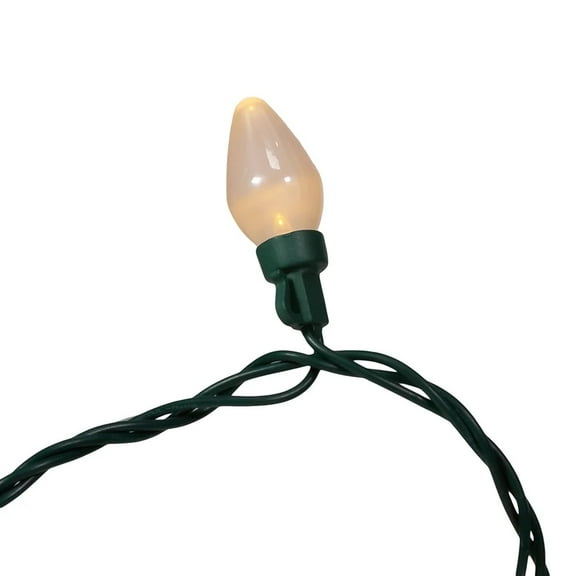 KSA 25-Count Warm White LED C7 Mini Christmas Lights, 10.75 ft Green Wire