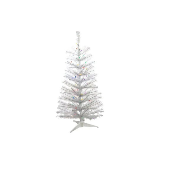 KSA 3' Pre-Lit Glisten Pine Tree Artificial Christmas Tree, Multicolored LED Lights