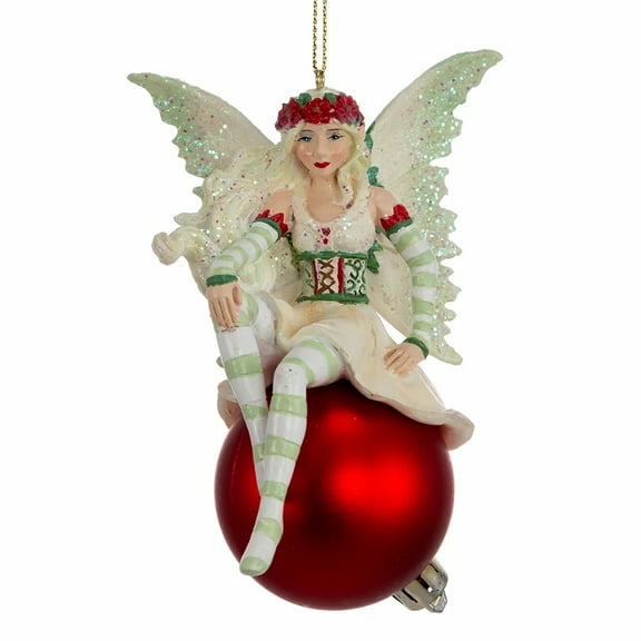 KSA 4.75" White and Red Fairy Christmas Ornaments 4.75"