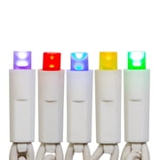 KSA Christmas Lights Frosted LED 5MM Mini Multi-Color 50-Count 25.5 ft White Wire