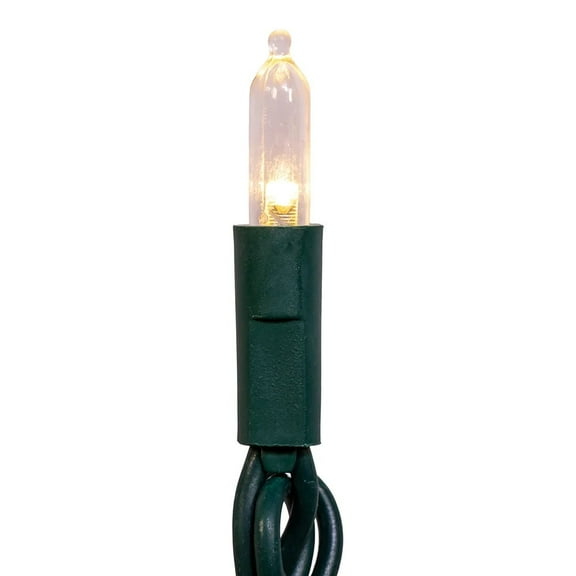 KSA 50-Count Warm White LED Mini Christmas Lights, 25 ft Green Wire