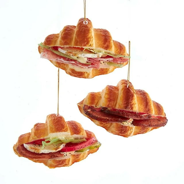 KSA Pack of 12 Croissant Sandwich Bread Christmas Ornaments 5.25