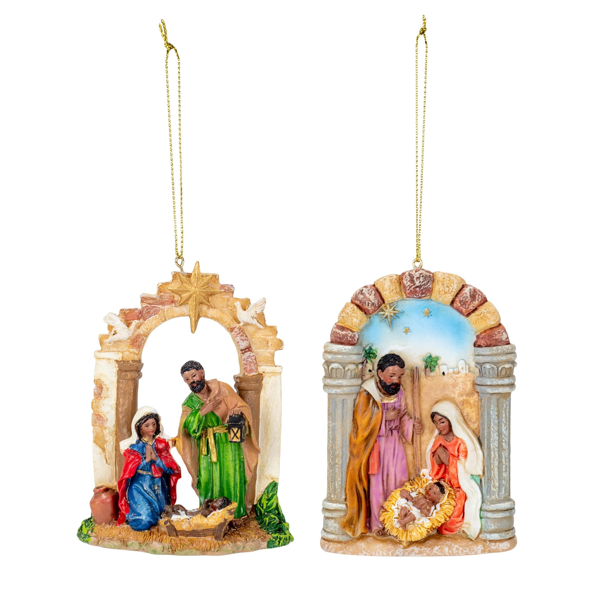4" Multicolor Resin Nativity Scene Hanging Ornament Set