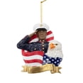 thumbnail image 1 of KSA Pack of 12 Personalized African American Soldier with Flag Christmas Ornaments 9", 1 of 6