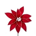 thumbnail image 1 of KSA Pack of 12 Red Poinsettia with Red and White Trim Christmas Picks 17.75", 1 of 1